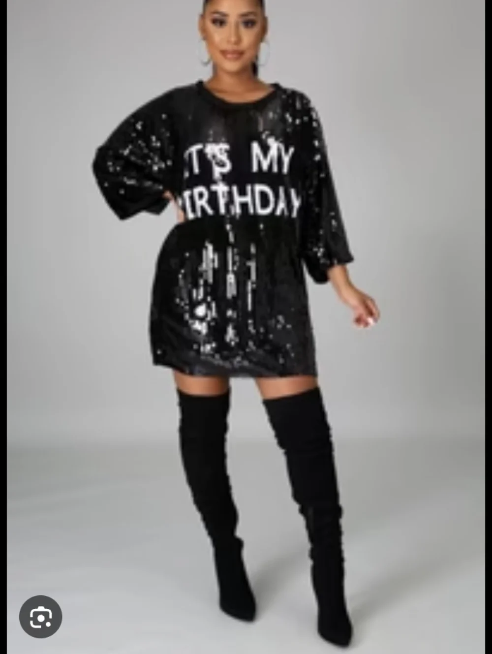 Black Sequin Party Tunic Dress - It's My Birthday